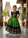 Evanik Black Kids Silk Zari Weaving Work Lehenga Choli | Grocsy