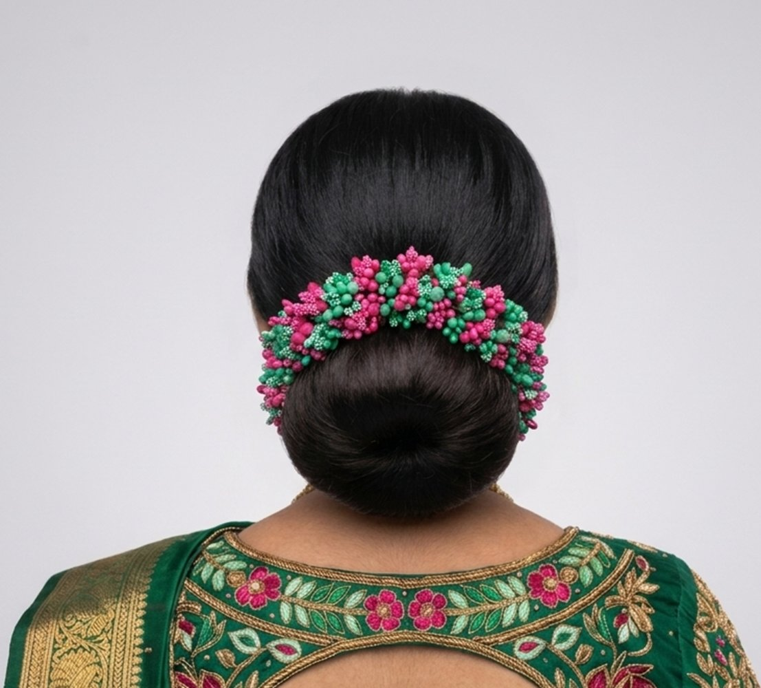 Pink and Green Pollens Gajra | Grocsy