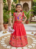 Evanik Designer Red Soft Silk Paithani Design Lehenga Choli For Girls-Party & Ethnic Wear | Grocsy