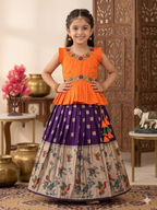 Evanik Orange Soft Khadi Georgette With Beutifull Handwork Kids Lehenga Choli | Grocsy