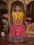 Evanik Pink Designer Viscose Natural Crepe Position With Kalamkari Work Gown Koti for Kids | Grocsy