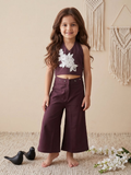 Evanik Brown Pure Khadi Cotton With Patch Work Kids Summer Co-Ord Set | Grocsy