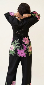 Jaitra Apparels Black Pichwai Print Pure Cotton Cord set with Back Dori and Halter Neck Dori | Grocsy