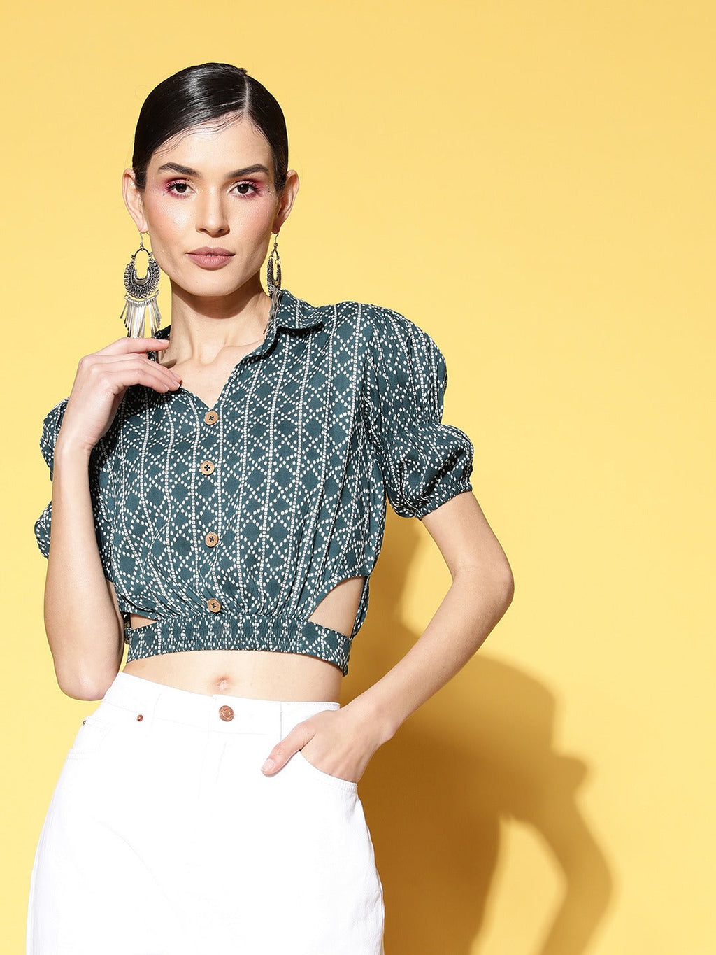 Yufta Geometric Crop Top | Grocsy