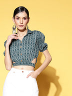 Yufta Geometric Crop Top | Grocsy