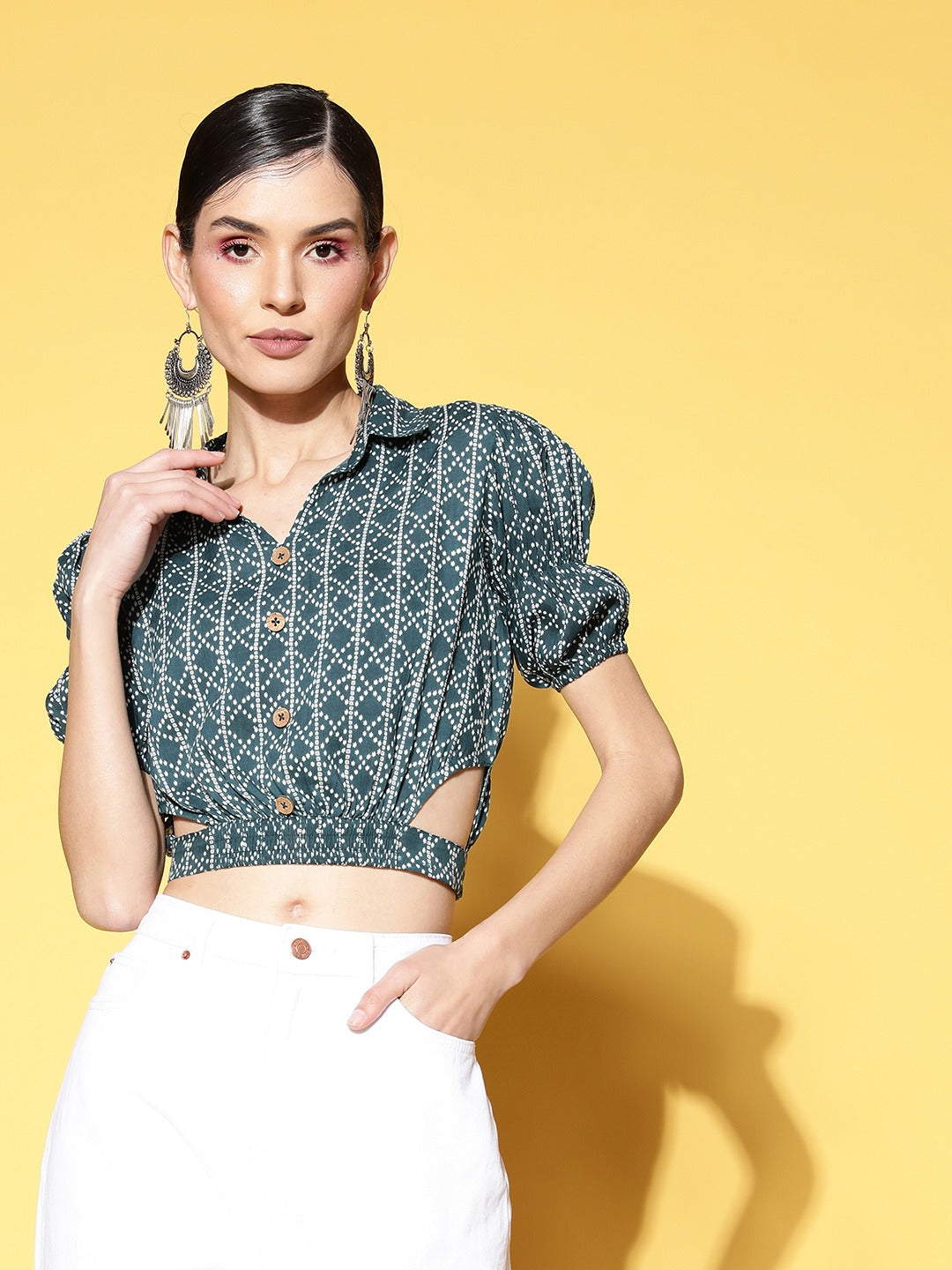 Yufta Geometric Crop Top | Grocsy