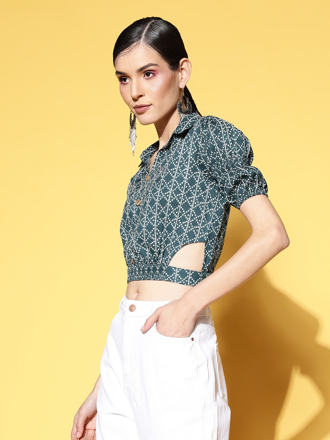 Yufta Geometric Crop Top | Grocsy