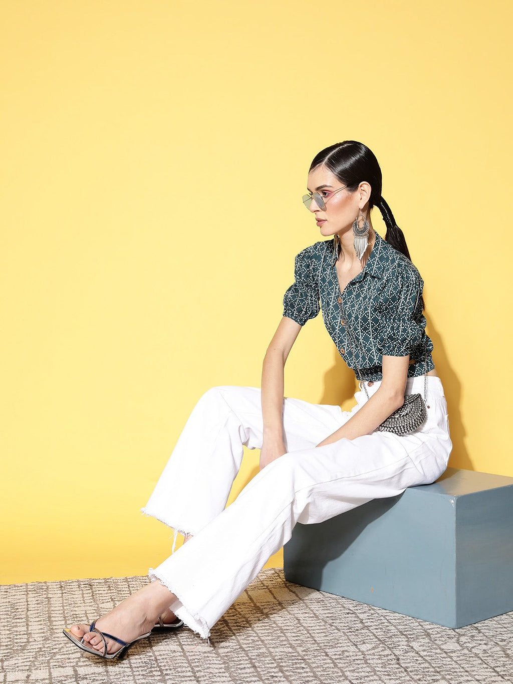 Yufta Geometric Crop Top | Grocsy