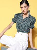 Yufta Geometric Crop Top | Grocsy