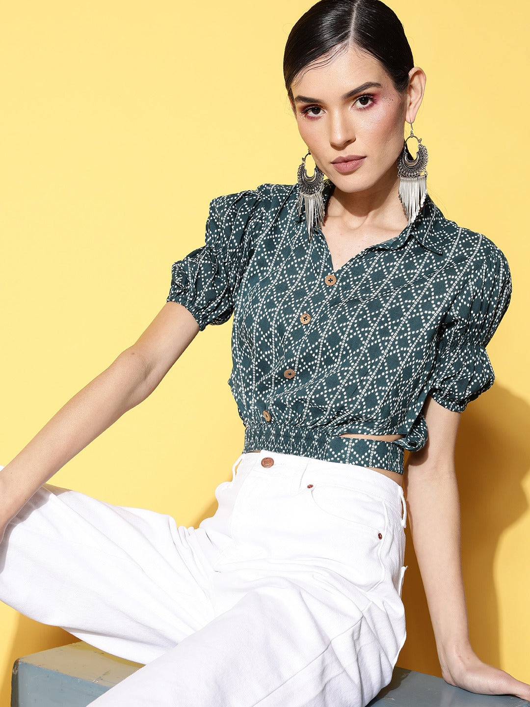 Yufta Geometric Crop Top | Grocsy