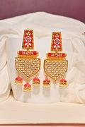 Red Traditional Gold-Polished Meenakari Jhumka Jhumki Earrings Indian Jewellery For Women Girls By House of Ree - Swadesiicart