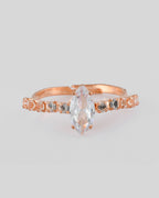 VOJ white CZ-detail Stainless Steel Cubic Zirconia Gold-Polished adjustable finger Ring | Grocsy