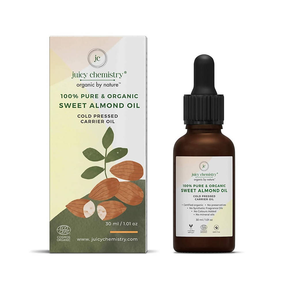 Juicy Chemistry Pure & Organic Sweet Almond Oil For Cold Pressed Carrier Oil | Grocsy