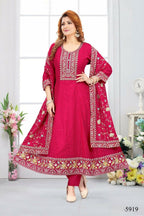 Joban Fashion Chinon Silk Fuschia Pink Color Kurta Set | Grocsy