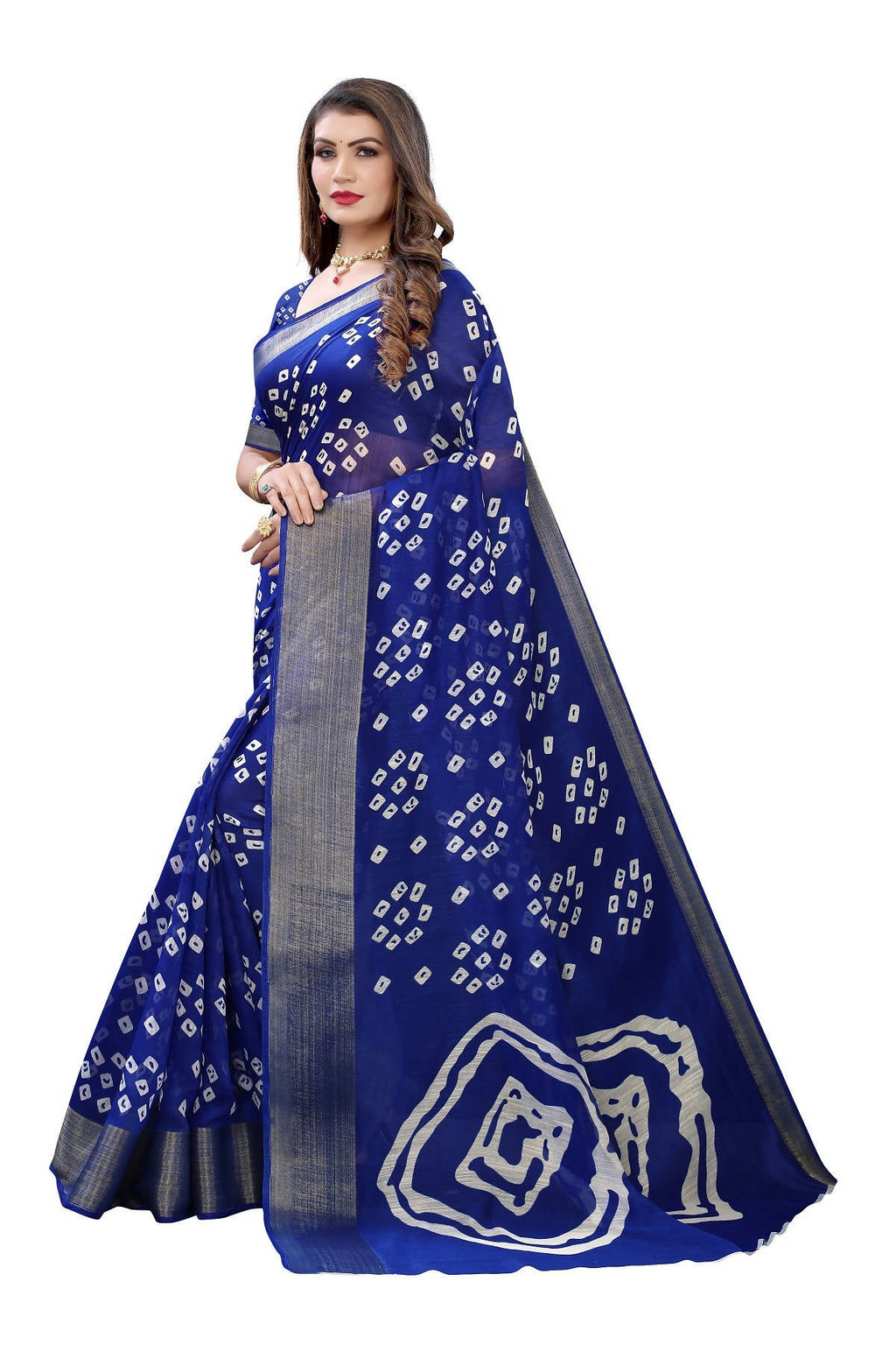 Vamika Beautiful Blue Linen Jari Border Saree (RADHIKA BLUE) | Grocsy