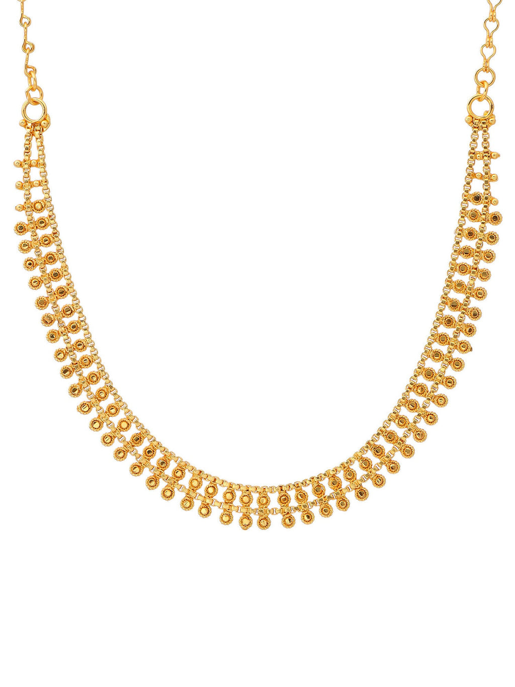 Ruby Raang Golden Necklace with Studs | Grocsy