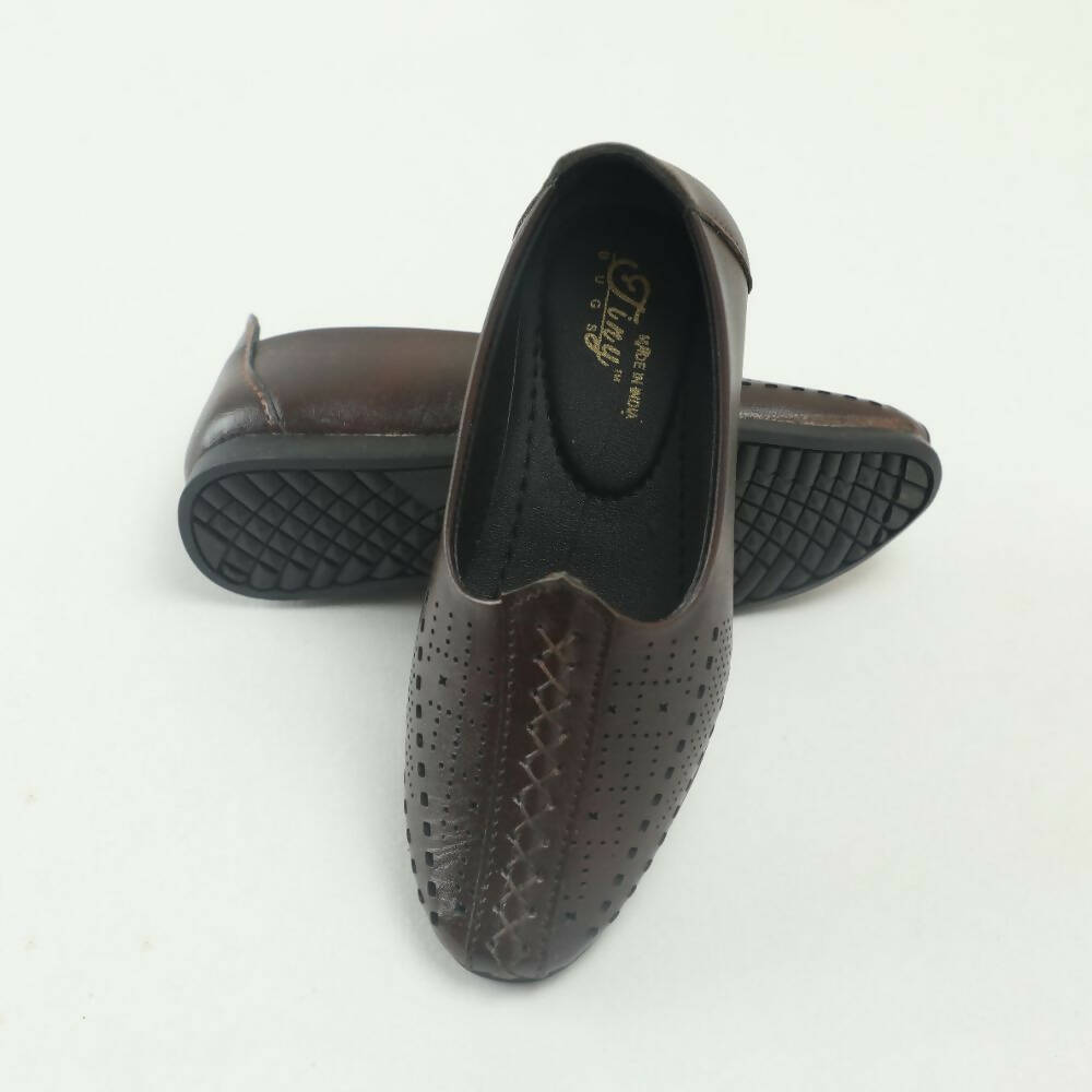 Tiny Bugs Boys Party & Ethnic Wear Mojari - Dark Brown | Grocsy