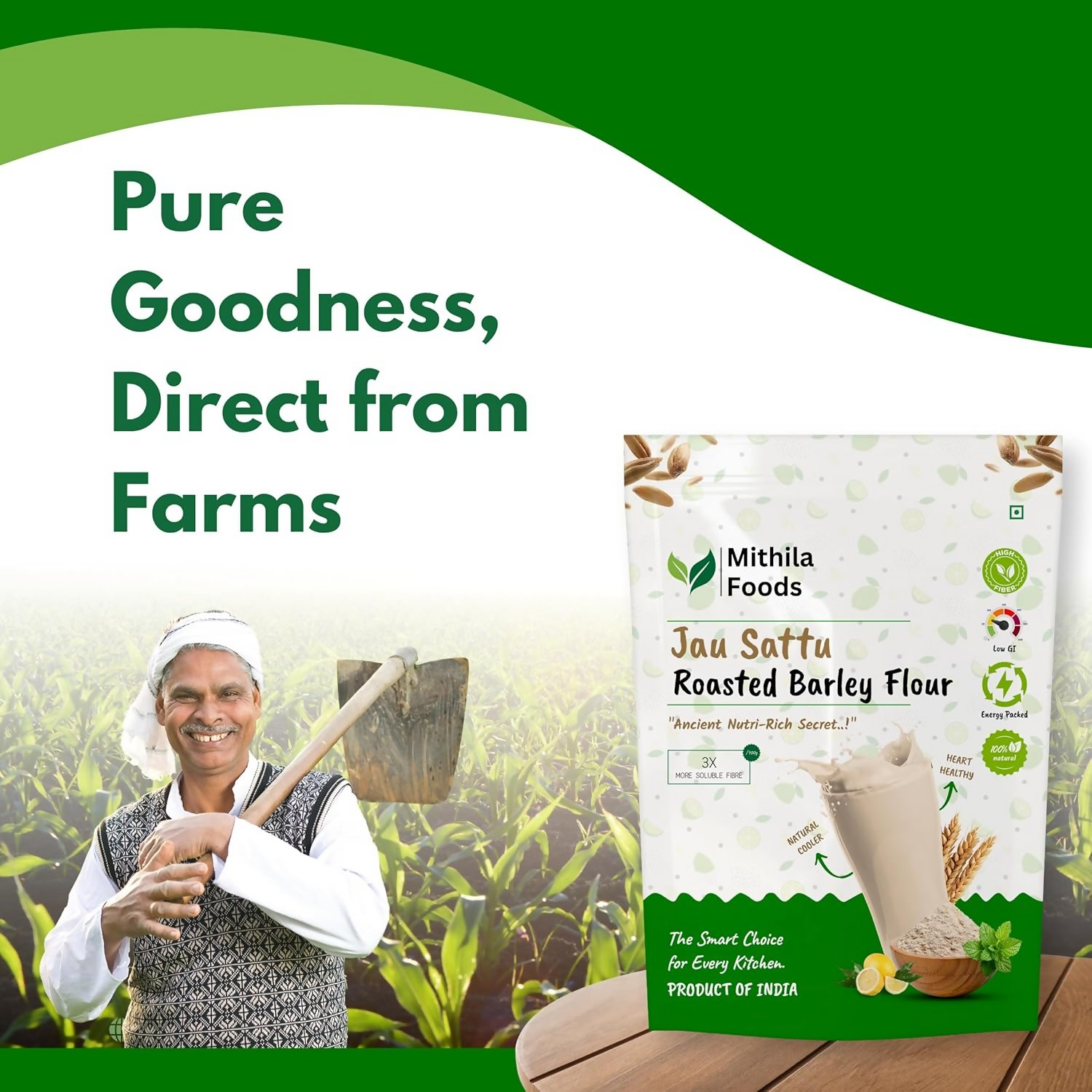 Mithila Foods Jau Sattu High-Fiber Barley Sattu | Grocsy