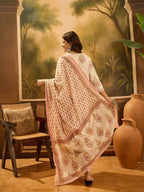 Joban Fashion Printed Cream Pure Cotton Kurta Set | Grocsy