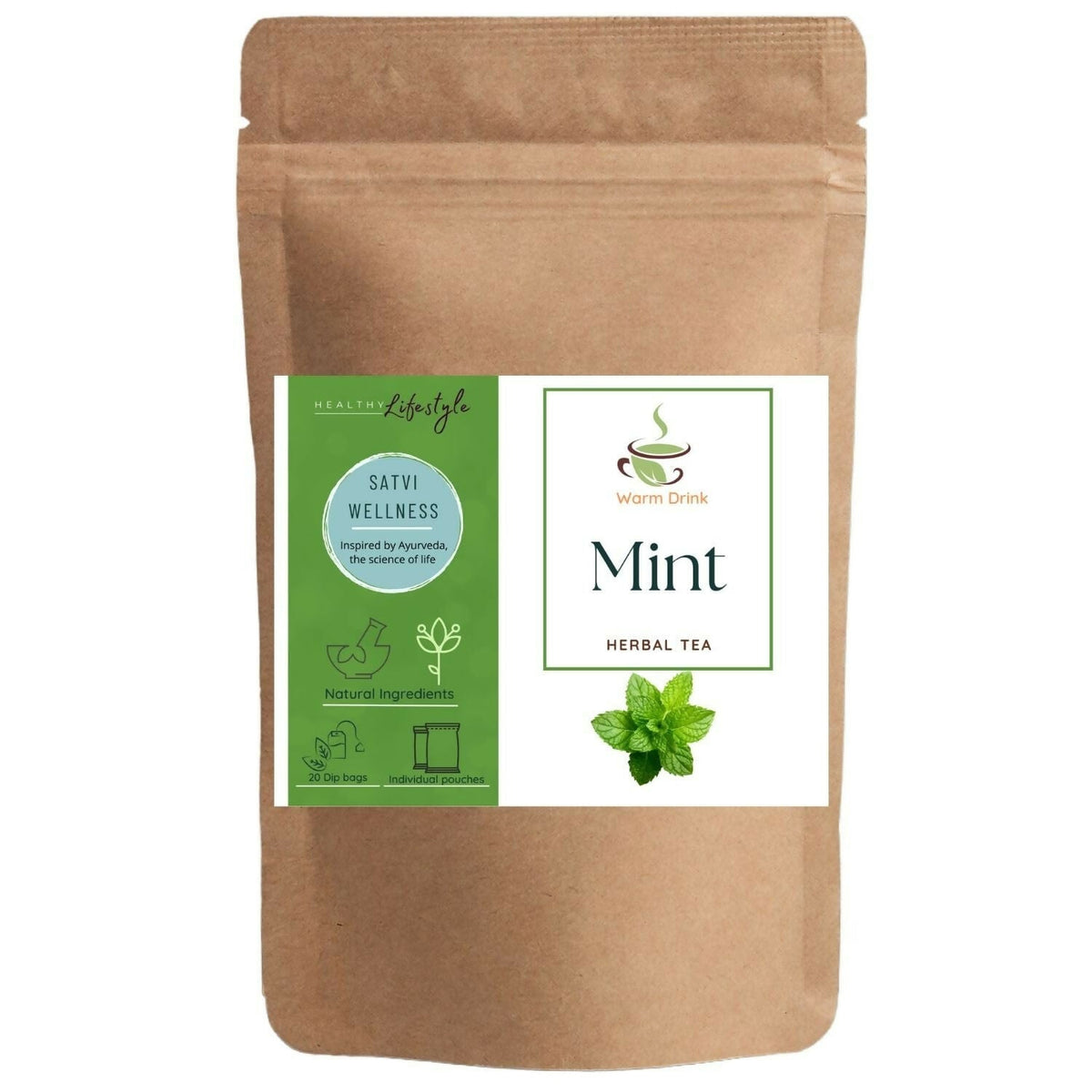 Satvi Wellness Mint Tea | Pudina Tea Bags | Grocsy