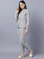 Myshka Stylish Grey 3/4 Sleeve Women's Cords Set | Grocsy