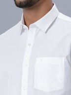 Ramraj Cotton Mens Half Sleeve Formal Poly Cotton White Shirt | Grocsy