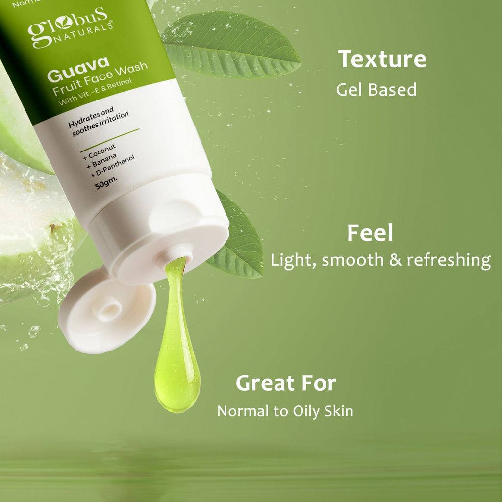 Globus Naturals Guava Fruit Face Wash with Vitamin E & Retinol | Grocsy