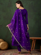 Sangria Embroidered Kurta & Trouser With Dupatta Kurta Set | Grocsy