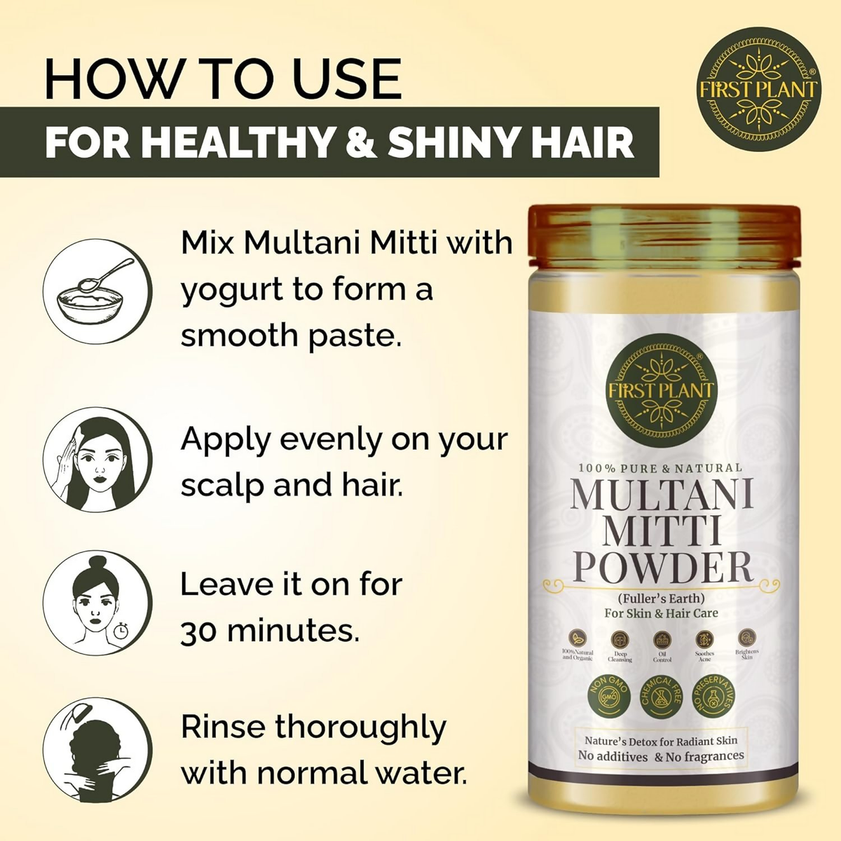First Plant Multani Mitti Powder For Face Pack & Glowing Skin | Grocsy