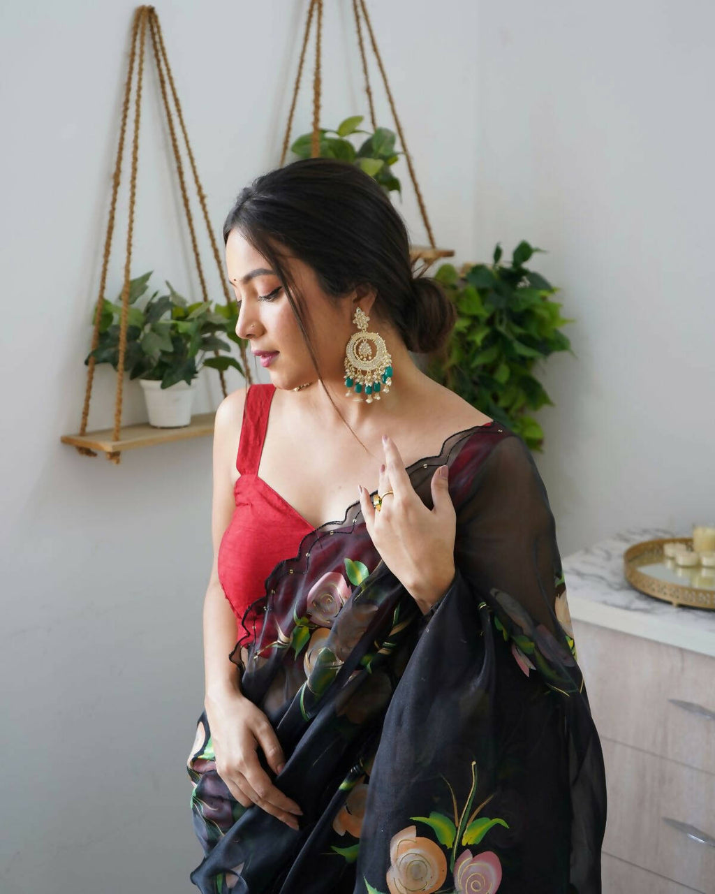 Vamsee Black Organza Saree | Grocsy
