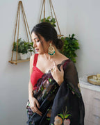 Vamsee Black Organza Saree | Grocsy