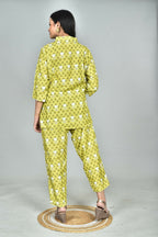 Morchari Digital Print Semi Muslin Co-Ord Set Top & Trouser-Multicolor | Grocsy