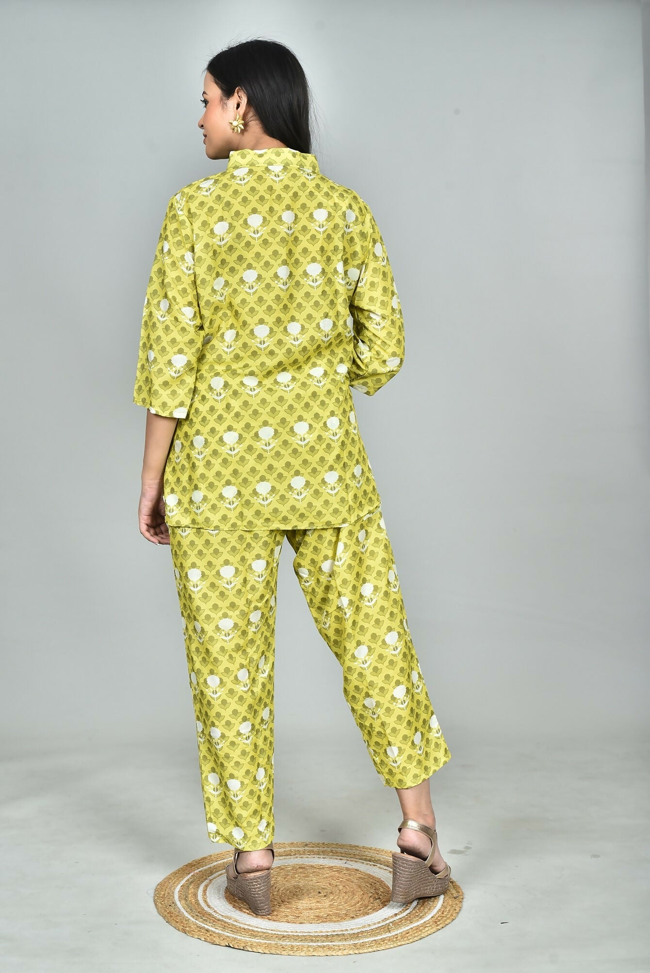 Morchari Digital Print Semi Muslin Co-Ord Set Top & Trouser-Multicolor | Grocsy