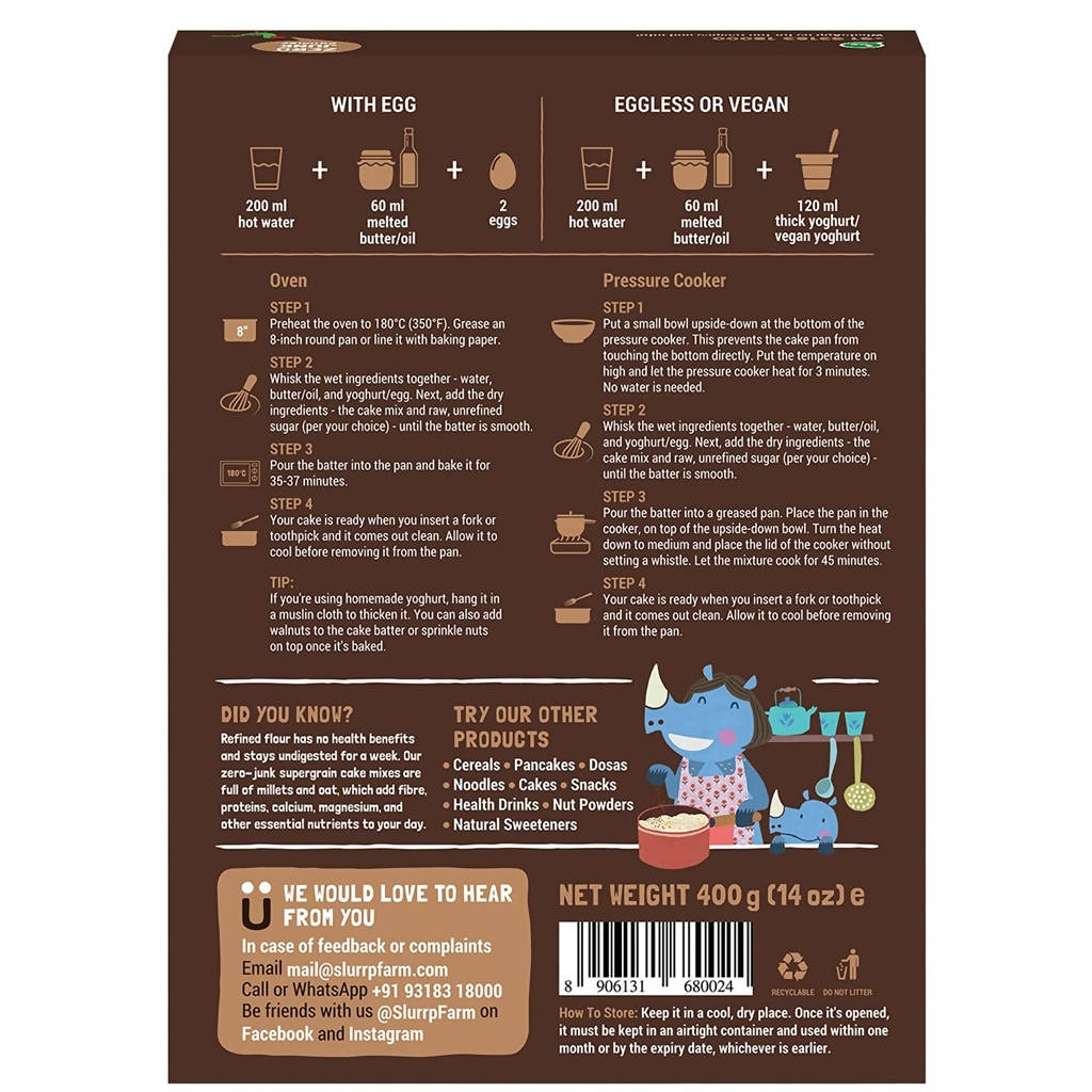 Slurrp Farm Double Chocolate Millet Cake Mix | Grocsy