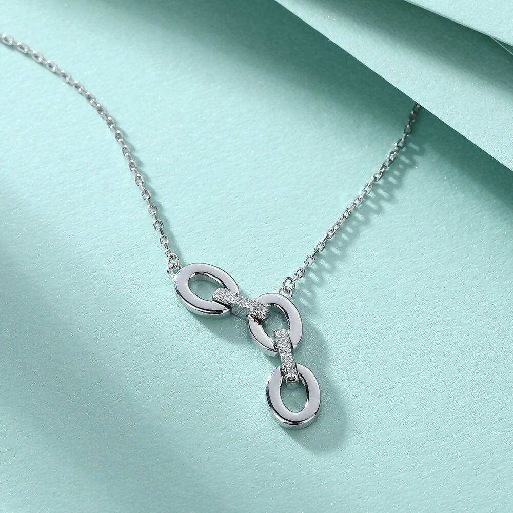 Cauer Elegant 14K White Gold Plated Moissanite Pendant Necklace | Grocsy