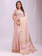 Shree Shyam Fashion Organza Peach Saree | Grocsy