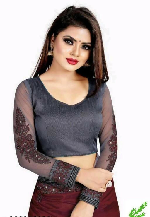 Dishitha Creation Indian Women's Designer Embroidered Art Silk Saree - Maroon | Grocsy