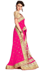 Sarvadarshi Fashion Women's Light Pink Brocade Silk Saree With Unstitched Blouse | Grocsy
