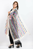 Mominos Fashion Moeza Women's Orgenza Multi Thread Mirror Work White Dupatta | Grocsy