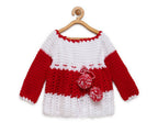 ChutPut Hand knitted Floral Crochet Wool Dress For Baby Girls - Red | Grocsy