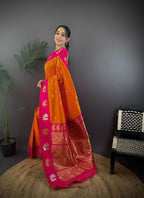 Joban Fashion Pink Butti Banarasi Silk Sarees | Grocsy
