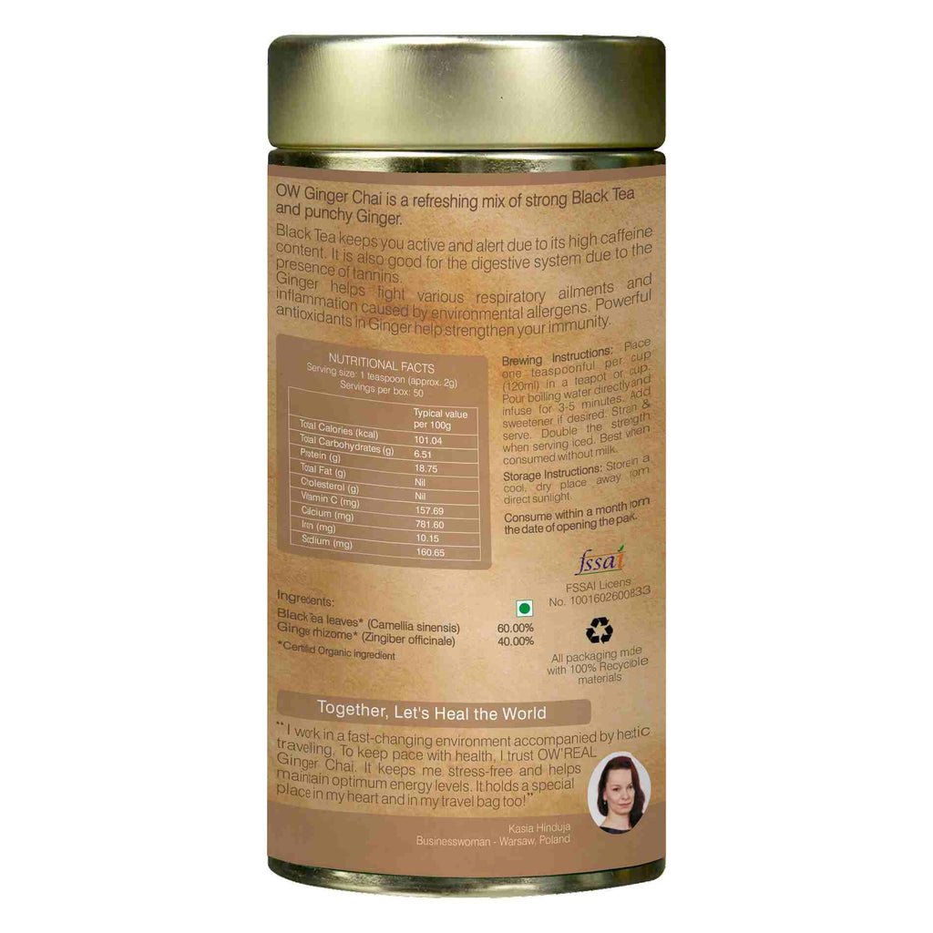 Organic Wellness Ginger Chai Tin Pack | Grocsy