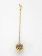 NVR Women's Multicolor CZ Stone-Studded Borla Maang Tikka | Grocsy