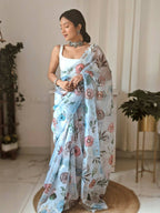 Vamsee White Organza Saree | Grocsy