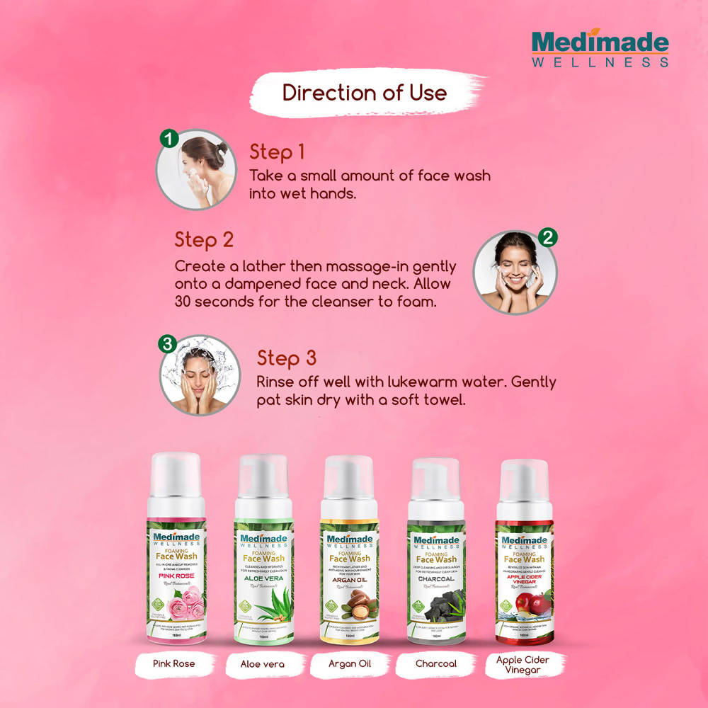 Medimade Wellness Foaming Face Wash With Pink Rose | Grocsy