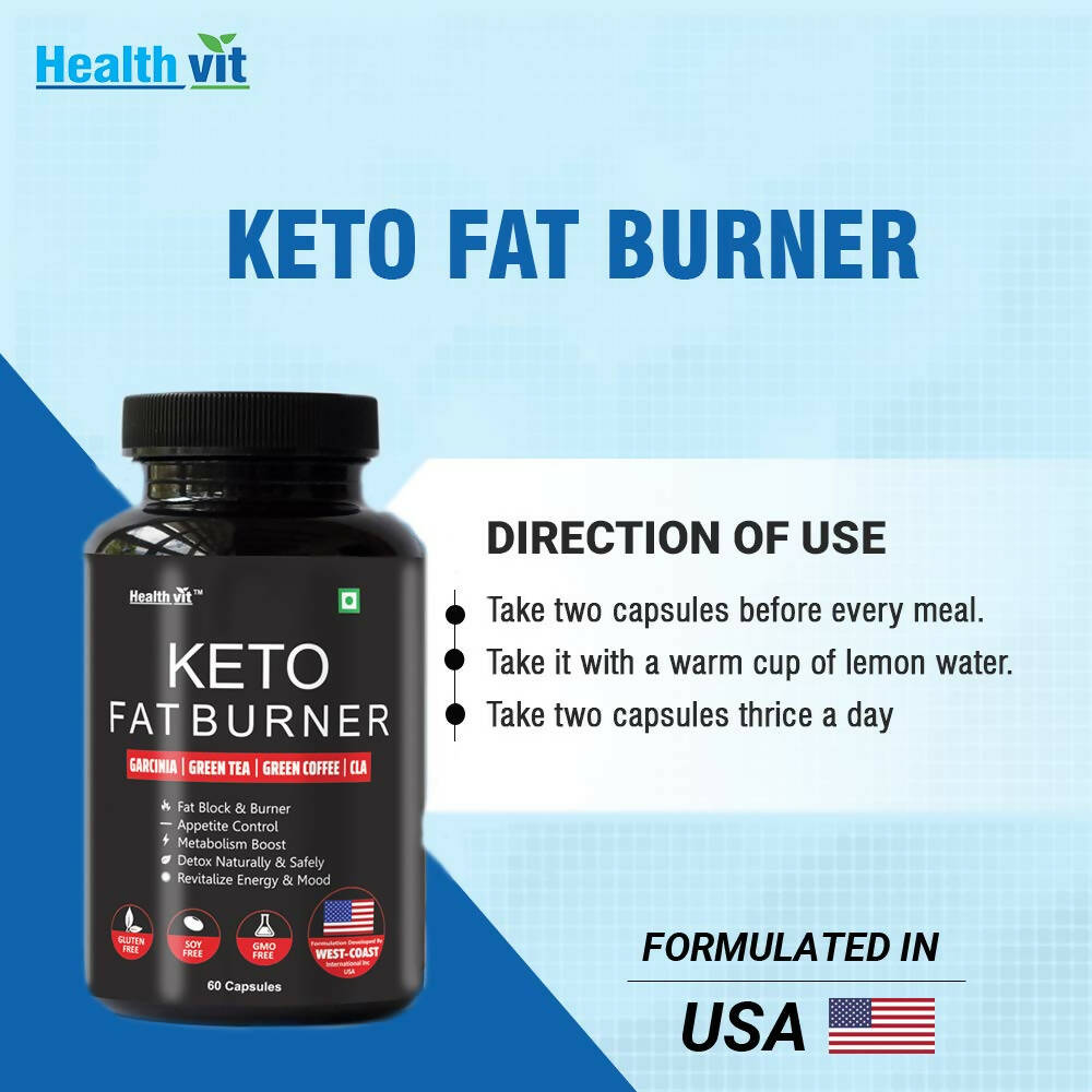 Healthvit Keto Fat Burner With Garcinia, Green Tea, Green Coffee Capsules | Grocsy