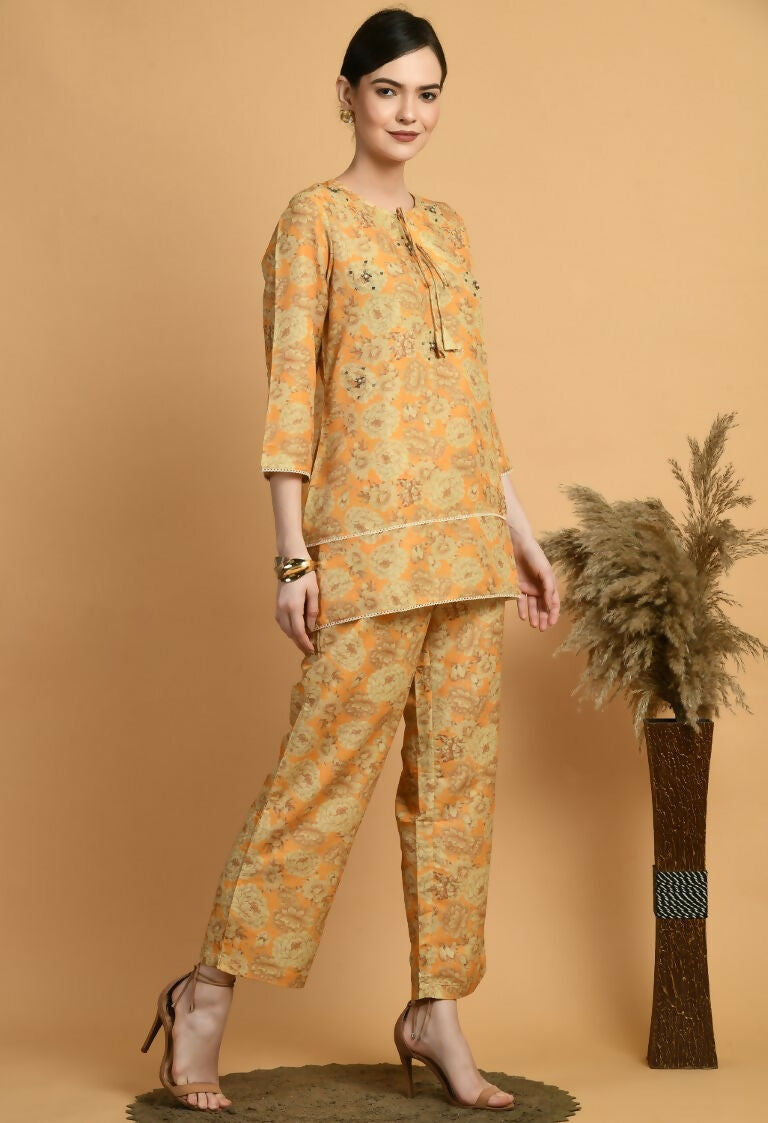 Joban Fashion Mustard Maslin Kurta Set | Grocsy