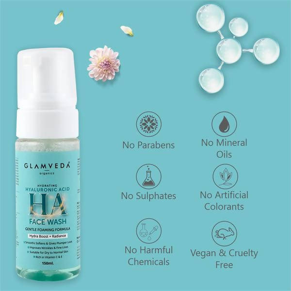 Glamveda Hyaluronic Acid Hydra Boost Foaming Face Wash | Grocsy