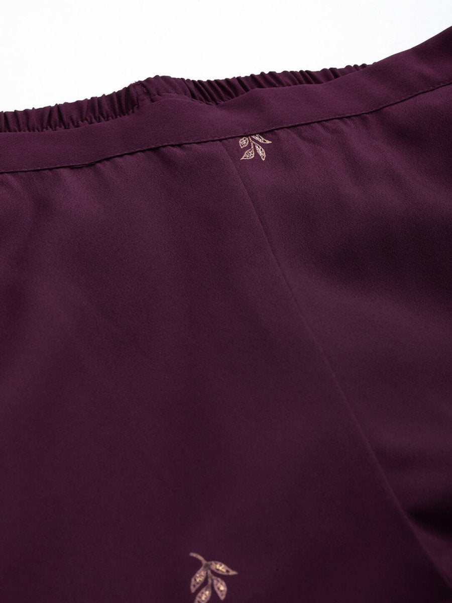Ahalyaa Women's Traditional Wear Co-ords - Burgundy | Grocsy