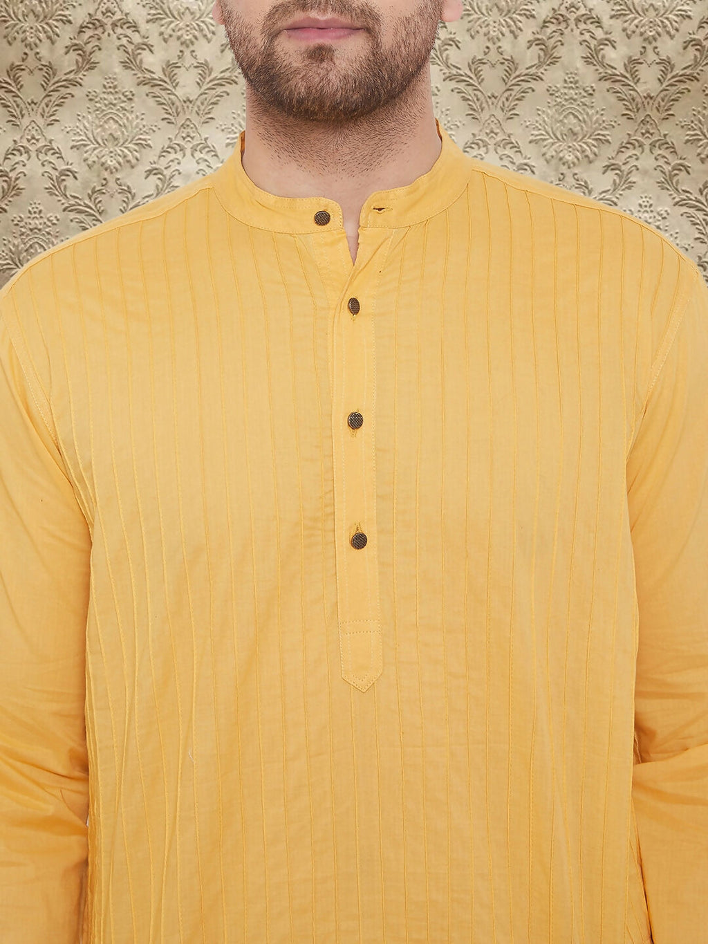 Even Apparels Men's Pintuck Fancy Yellow Kurta | Grocsy